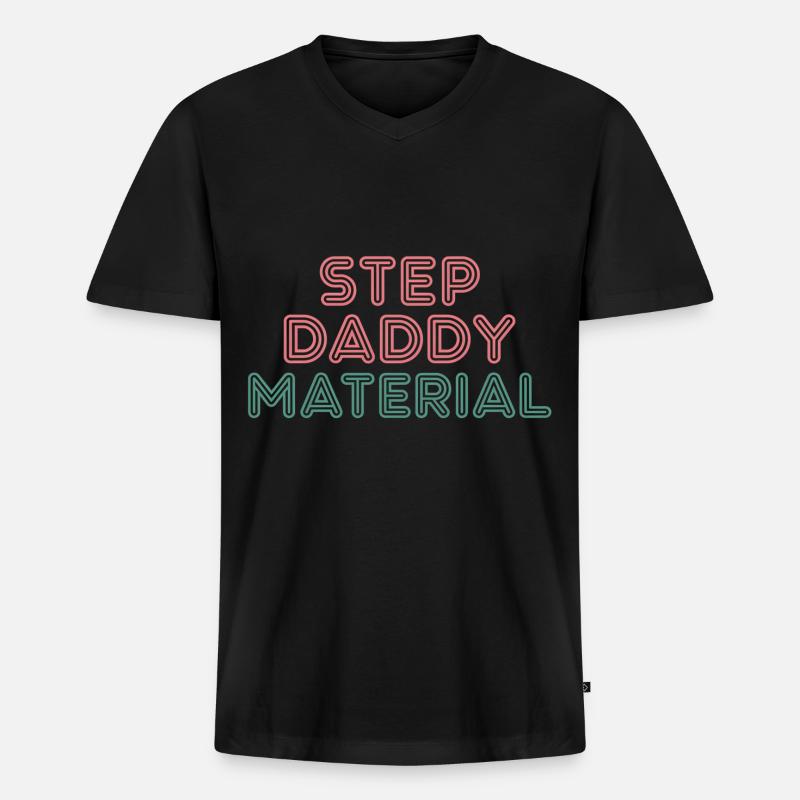 Step Daddy Material 14 - Männer Premium Bio T-Shirt mit V-Ausschnitt - Schwarz