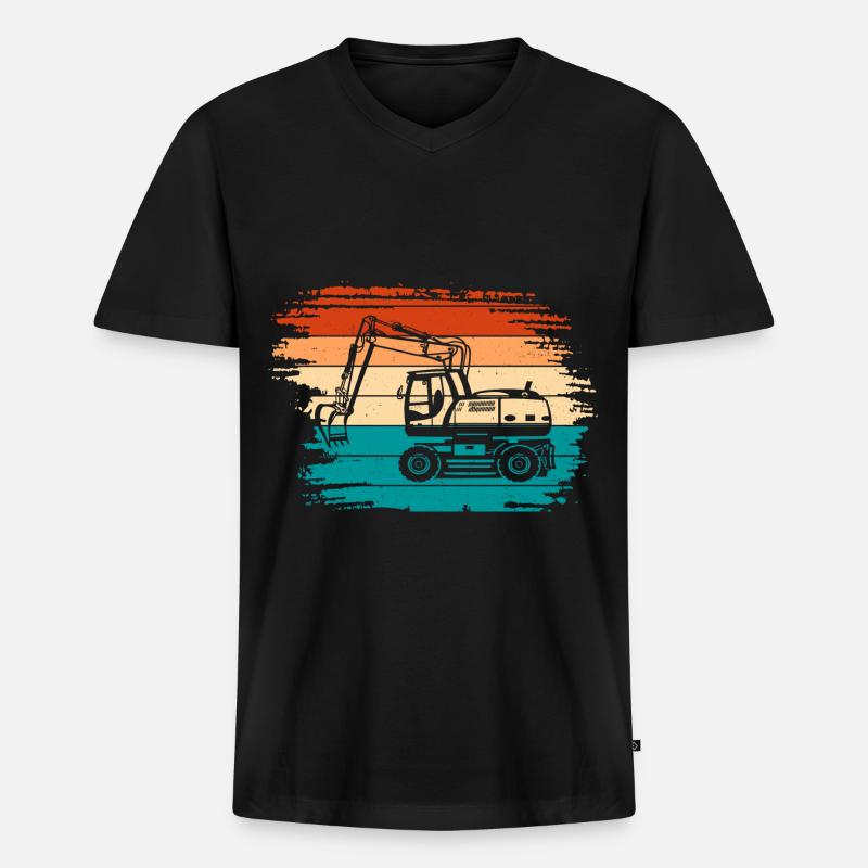 Bagger - Männer Premium Bio T-Shirt mit V-Ausschnitt - Schwarz