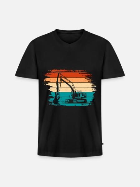 Excavator - Men's Premium Organic T-shirt with V-neck - black