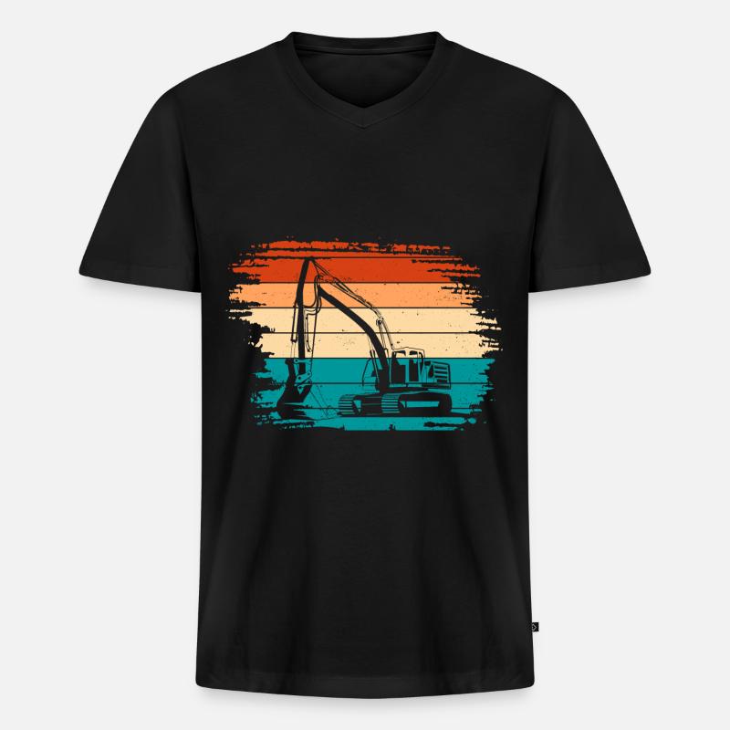 Bagger - Männer Premium Bio T-Shirt mit V-Ausschnitt - Schwarz