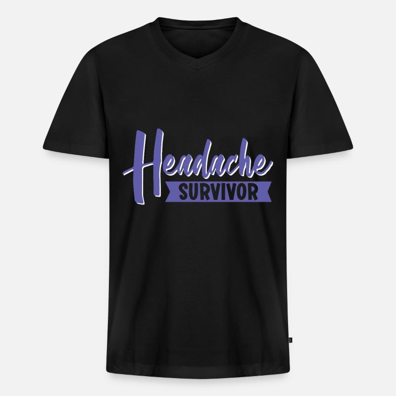 Headache Survivor - Männer Premium Bio T-Shirt mit V-Ausschnitt - Schwarz