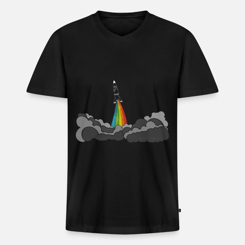 Rocket rakete (space shuttle) - Männer Premium Bio T-Shirt mit V-Ausschnitt - Schwarz