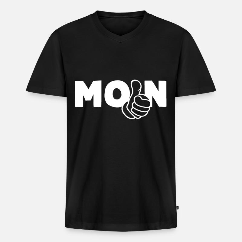 MOIN Daumen Hoch - Männer Premium Bio T-Shirt mit V-Ausschnitt - Schwarz
