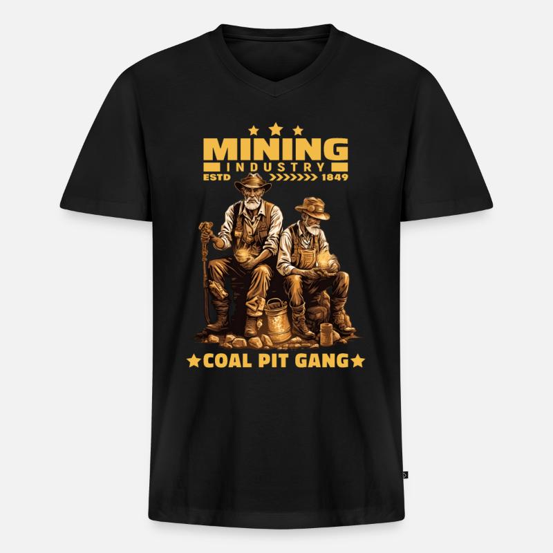 Goldgräber Bergarbeiter Bergleute Bergmänner - Männer Premium Bio T-Shirt mit V-Ausschnitt - Schwarz