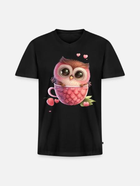 Mug Chouette Fraise - T-shirt encolure en V Premium bio Homme - noir