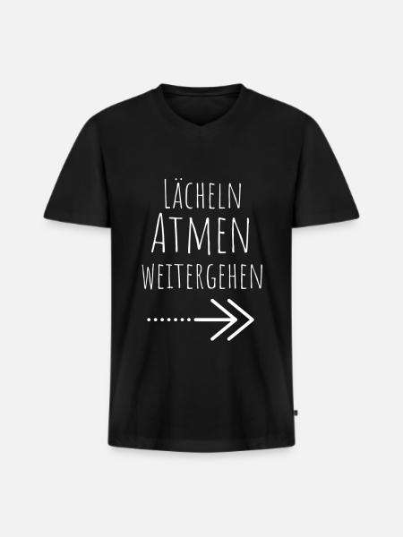 Lächeln Atem Weitergehen - Männer Premium Bio T-Shirt mit V-Ausschnitt - Schwarz