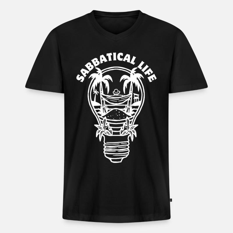 SABBATICAL LIFE - Männer Premium Bio T-Shirt mit V-Ausschnitt - Schwarz