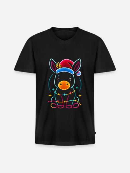 Donkey Elf Christmas Funny Gift - Men's Premium Organic T-shirt with V-neck - black