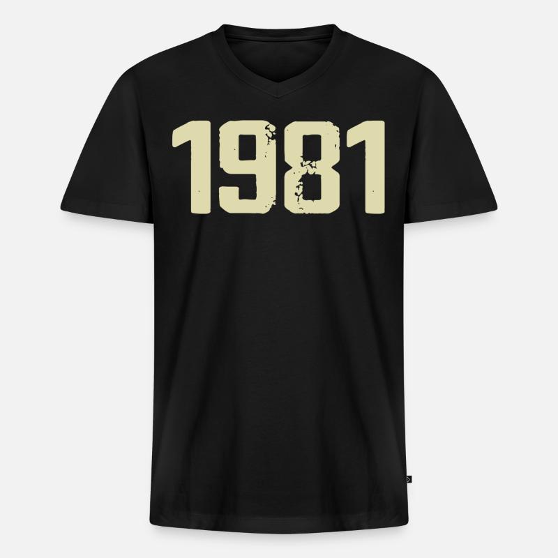 Jubiläum 1981 - Männer Premium Bio T-Shirt mit V-Ausschnitt - Schwarz