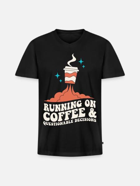 Café pour des décisions discutables - T-shirt encolure en V Premium bio Homme - noir