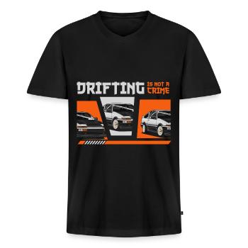Mécanicien d’asphalte de voiture de sport automobile - T-shirt encolure en V Premium bio Homme - noir - Devant - Nico (187cm)