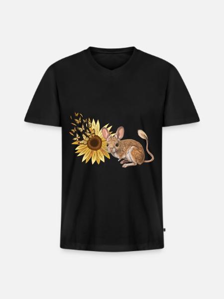 Chinchilla Rodent Flower Fantasy Butterfly - Men's Premium Organic T-shirt with V-neck - black