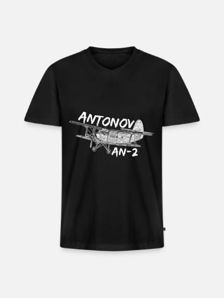 Antonov AN-2 Flugzeug Doppeldecker AN-2 - Männer Premium Bio T-Shirt mit V-Ausschnitt - Schwarz