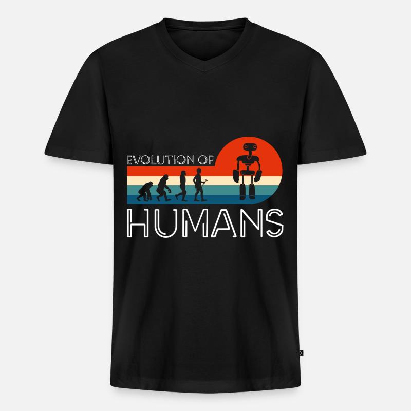 Android Cyborg - Männer Premium Bio T-Shirt mit V-Ausschnitt - Schwarz