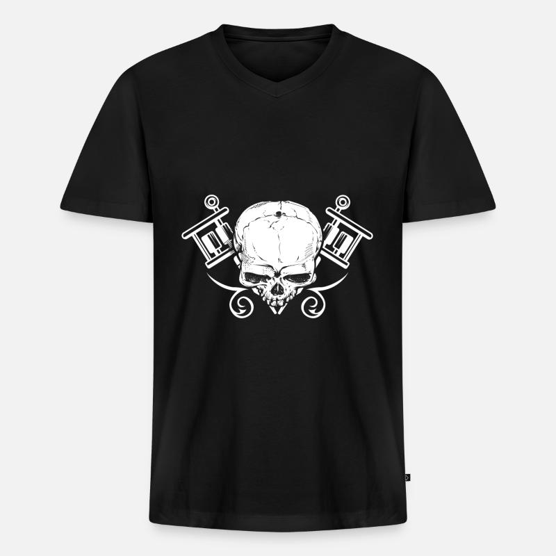Tattoo - Männer Premium Bio T-Shirt mit V-Ausschnitt - Schwarz