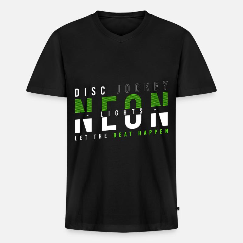 DJ Techno Sound - Männer Premium Bio T-Shirt mit V-Ausschnitt - Schwarz