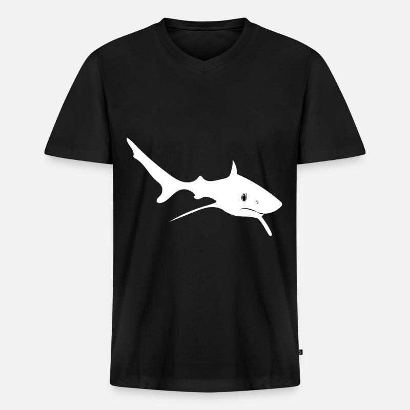 Hai - Männer Premium Bio T-Shirt mit V-Ausschnitt - Schwarz
