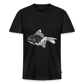 Poisson - T-shirt encolure en V Premium bio Homme - noir - Devant - Nico (187cm)