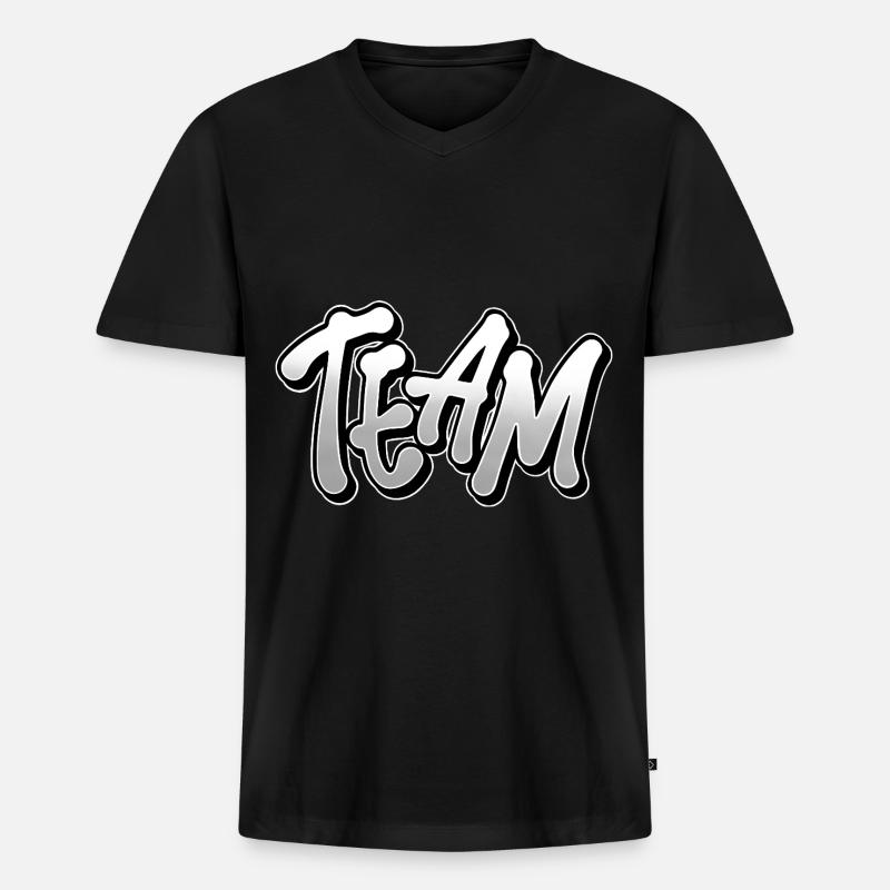 Team - Männer Premium Bio T-Shirt mit V-Ausschnitt - Schwarz
