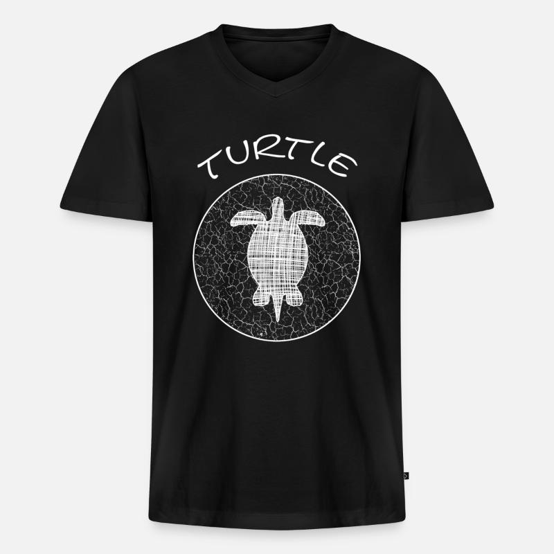 Turtle Schildkröte - Männer Premium Bio T-Shirt mit V-Ausschnitt - Schwarz