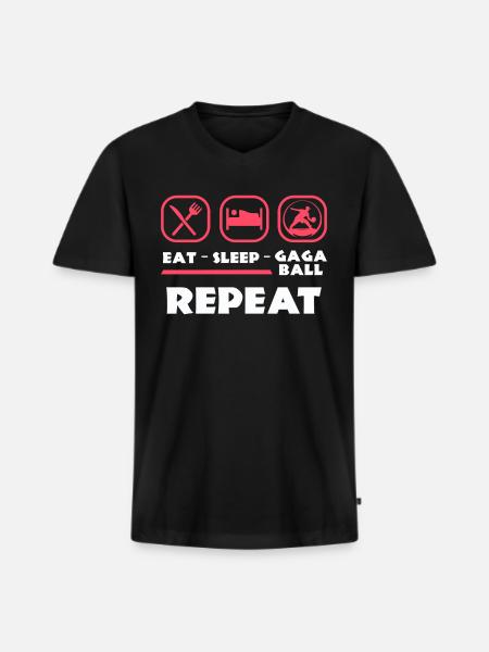 Manger Dormir Gagaball Répéter - T-shirt encolure en V Premium bio Homme - noir