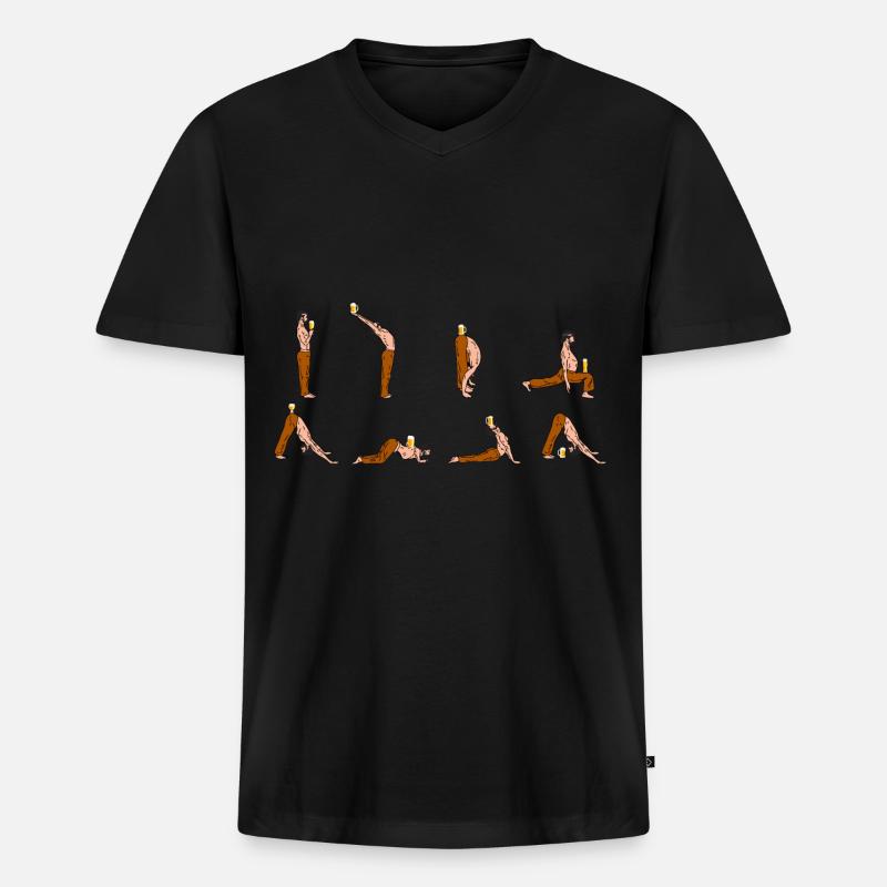 Bieryoga - Männer Premium Bio T-Shirt mit V-Ausschnitt - Schwarz