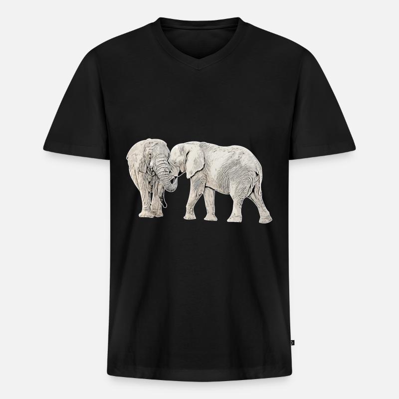 Elefant - Männer Premium Bio T-Shirt mit V-Ausschnitt - Schwarz