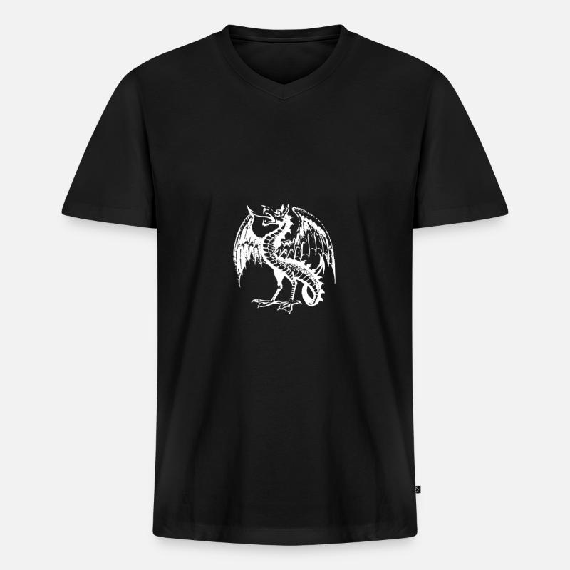 Drache - Männer Premium Bio T-Shirt mit V-Ausschnitt - Schwarz