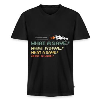Rocket RC Car League Soccer Retro Vintage - T-shirt encolure en V Premium bio Homme - noir - Devant - Nico (187cm)