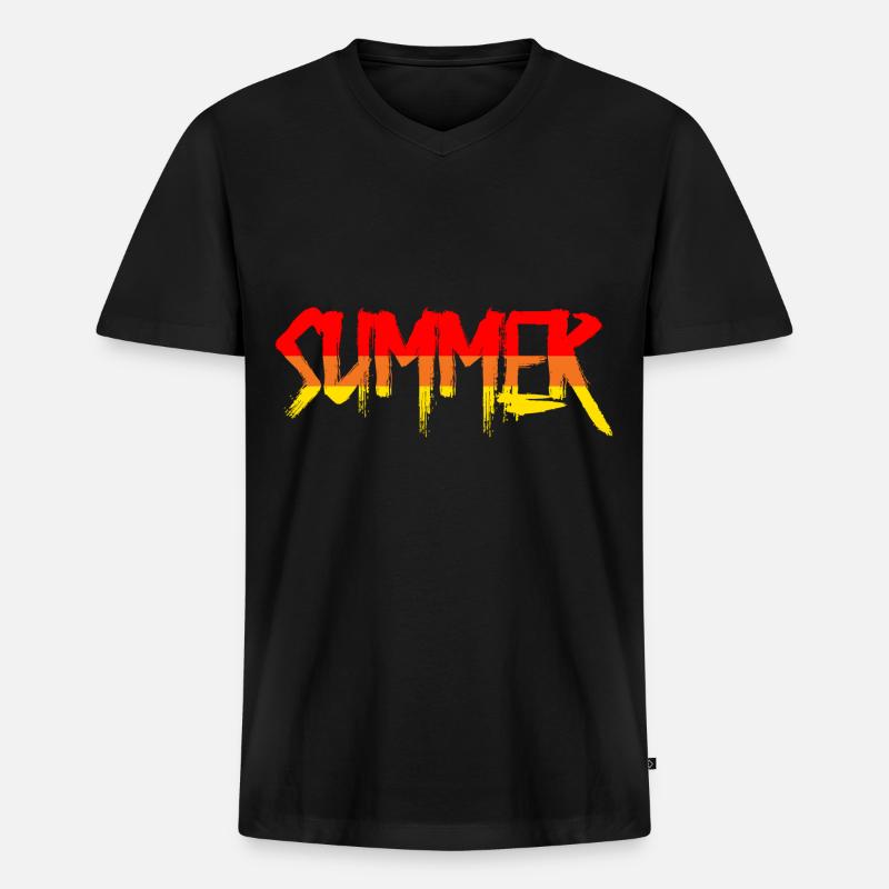 Summer Sommer - Männer Premium Bio T-Shirt mit V-Ausschnitt - Schwarz