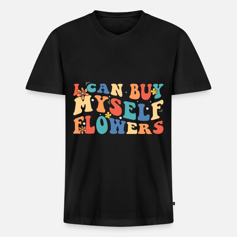 Flower Affection Romantic - Men's Premium Organic T-shirt with V-neck - black