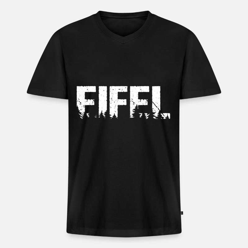 Eifel Wald Wandern - Männer Premium Bio T-Shirt mit V-Ausschnitt - Schwarz