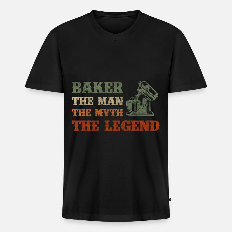 Backen Brötchen Arbeit - Männer Premium Bio T-Shirt mit V-Ausschnitt - Schwarz