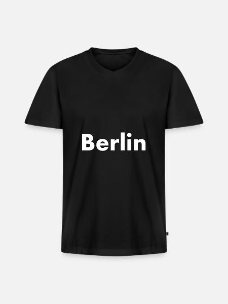 Berlin, Germany - Men's Premium Organic T-shirt with V-neck - black
