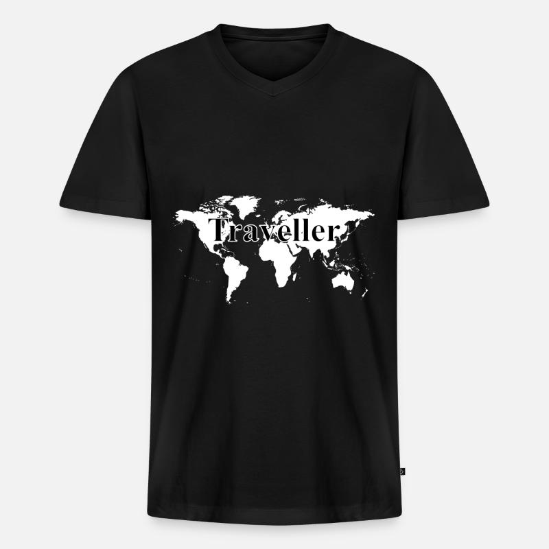 Traveller Worldmap Geschenk - Männer Premium Bio T-Shirt mit V-Ausschnitt - Schwarz