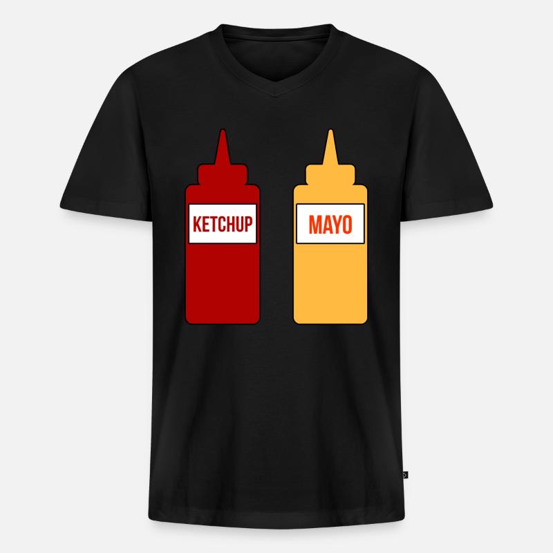 Mayo Ketchup - Männer Premium Bio T-Shirt mit V-Ausschnitt - Schwarz