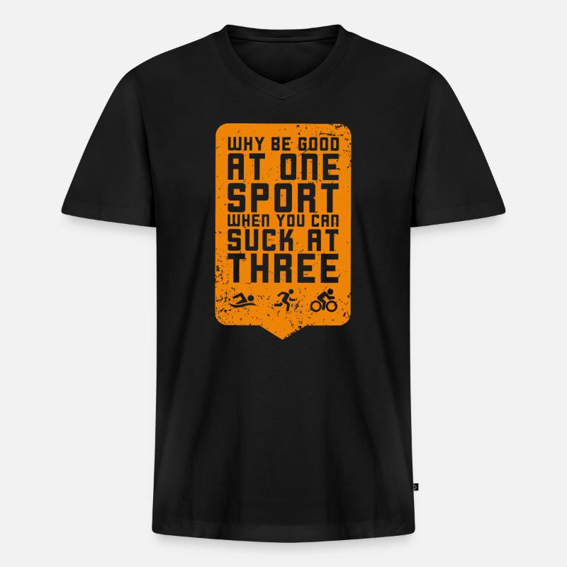Triathlet - Männer Premium Bio T-Shirt mit V-Ausschnitt - Schwarz