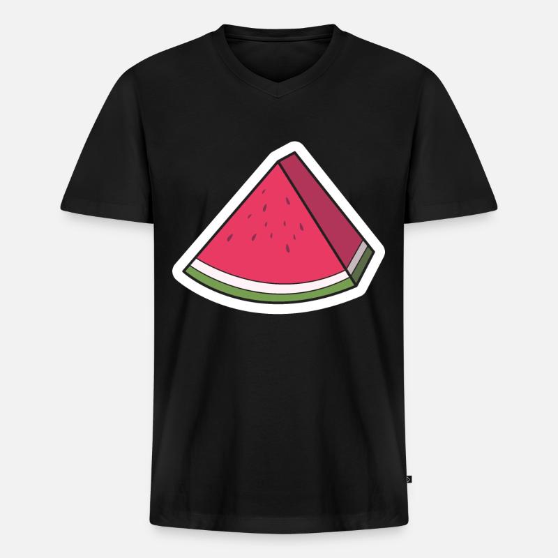 Wassermelone - Männer Premium Bio T-Shirt mit V-Ausschnitt - Schwarz
