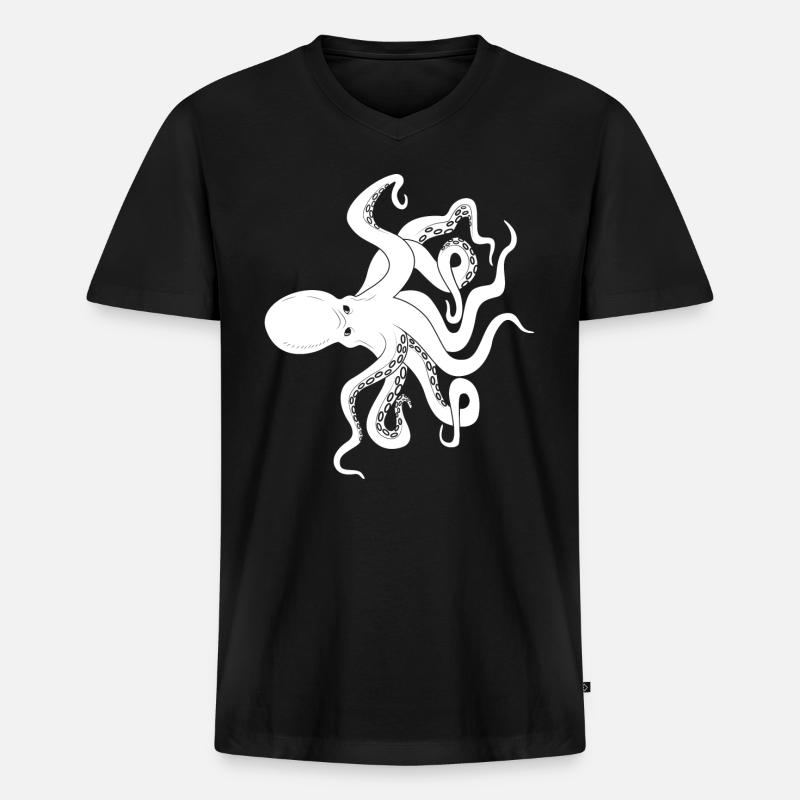 Blæksprutte blæksprutter - Premium økologisk T-shirt med V-hals til mænd - sort