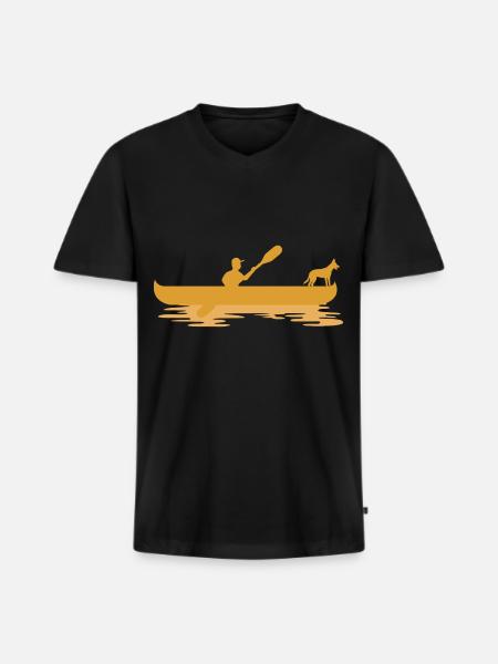 canoë - T-shirt encolure en V Premium bio Homme - noir