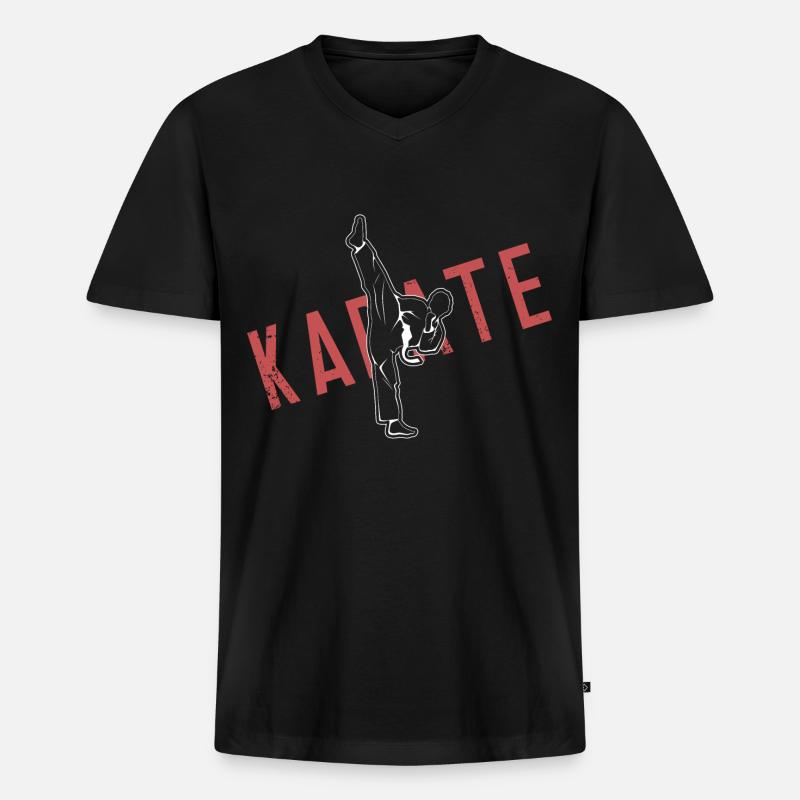 Karate - Männer Premium Bio T-Shirt mit V-Ausschnitt - Schwarz