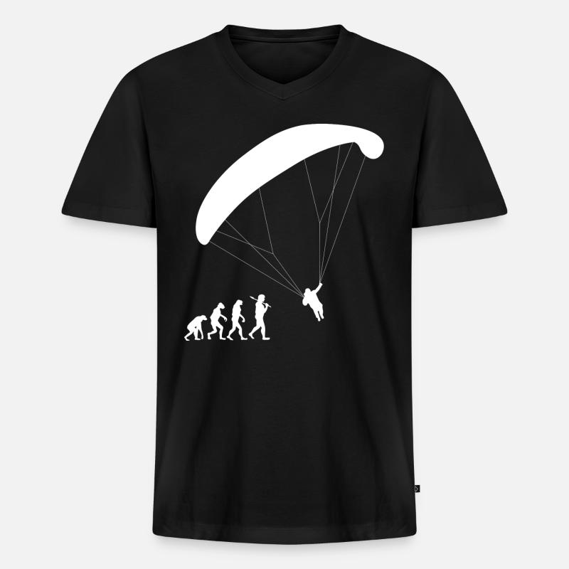 Paragliding Evolution Gleitschirm Geschenk fliegen - Männer Premium Bio T-Shirt mit V-Ausschnitt - Schwarz