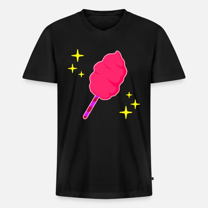 Zuckerwatte, pink - Männer Premium Bio T-Shirt mit V-Ausschnitt - Schwarz