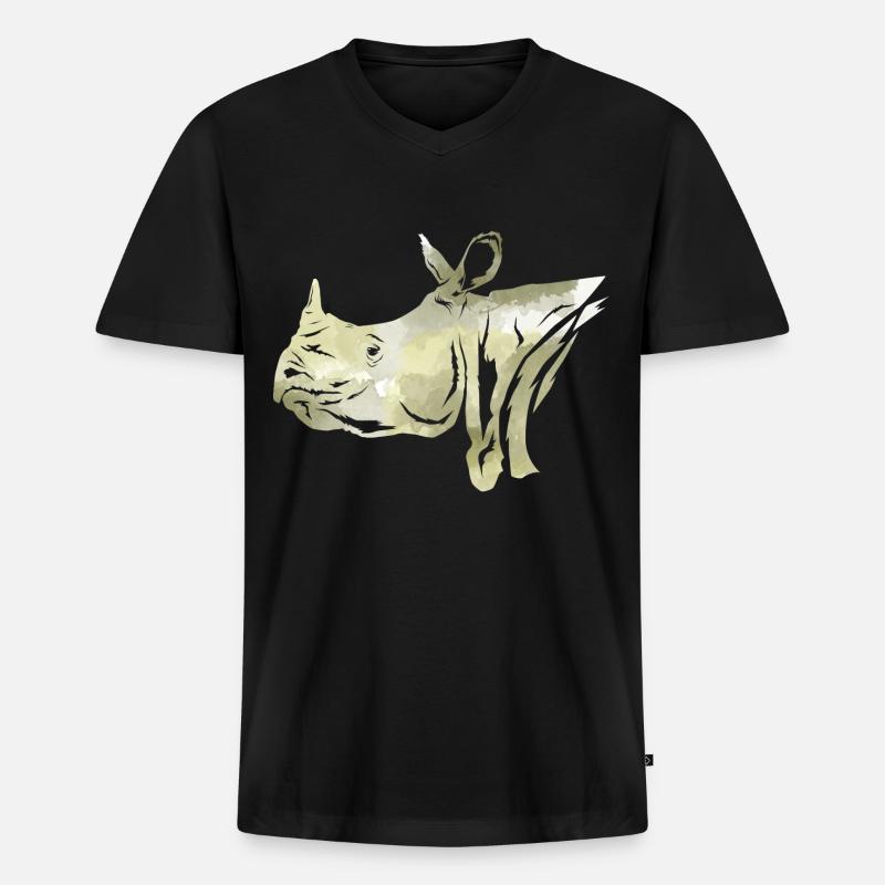 Nashorn - Männer Premium Bio T-Shirt mit V-Ausschnitt - Schwarz