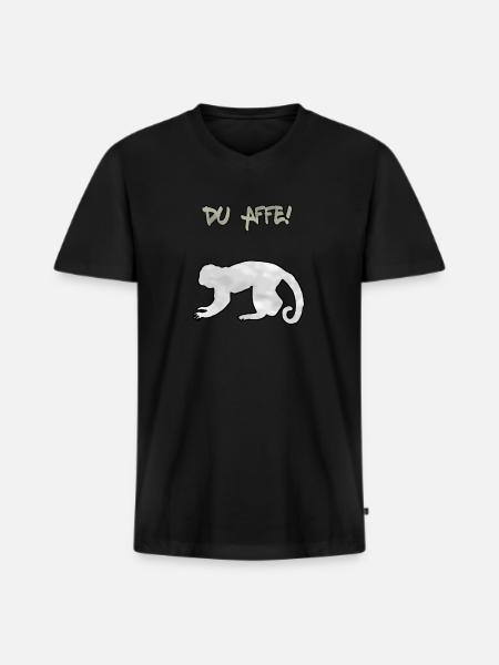 Du Affe - Männer Premium Bio T-Shirt mit V-Ausschnitt - Schwarz