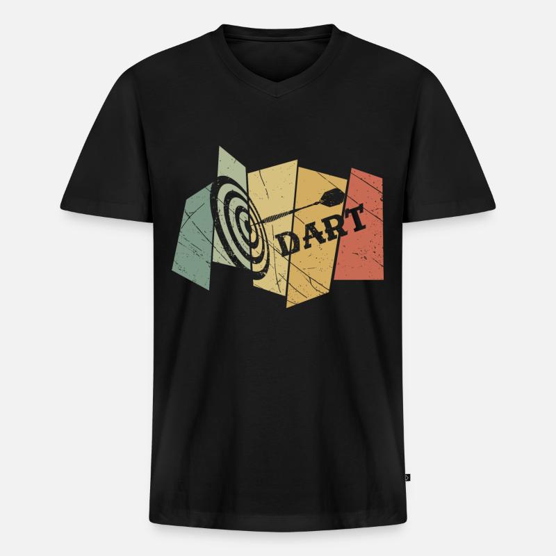 Dart Retro - Männer Premium Bio T-Shirt mit V-Ausschnitt - Schwarz