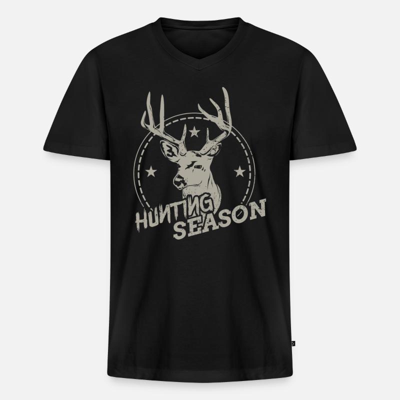 Jagen Jäger - Männer Premium Bio T-Shirt mit V-Ausschnitt - Schwarz