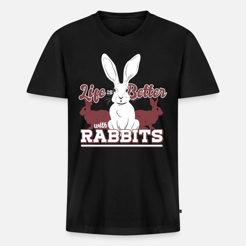 Hasen - Männer Premium Bio T-Shirt mit V-Ausschnitt - Schwarz