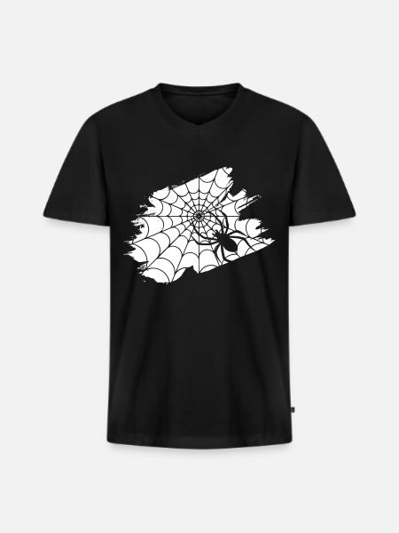 Spider cobweb spider gift animal tarantula - Men's Premium Organic T-shirt with V-neck - black