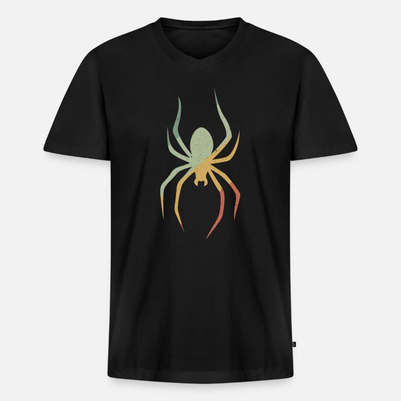 Spinne - Männer Premium Bio T-Shirt mit V-Ausschnitt - Schwarz
